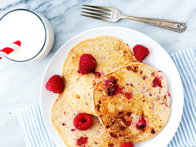 Raspberry Cottage Cheese Protein Pancakes