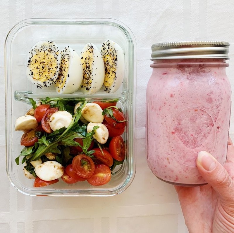 Hard Boiled Egg Lunch with Smoothie